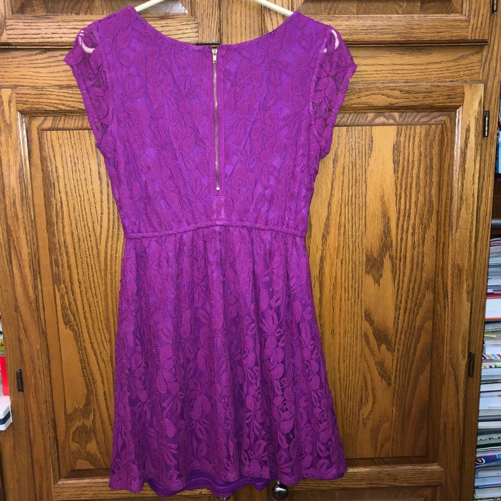 Vibrant Magenta Lace Fit & Flare Dress! - Picture 3 of 6